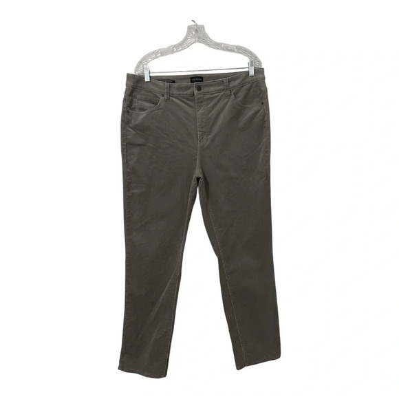 Talbots Pants Size 14 Gray Corduroy Straight Leg Cotton Stretch - Picture 1 of 12